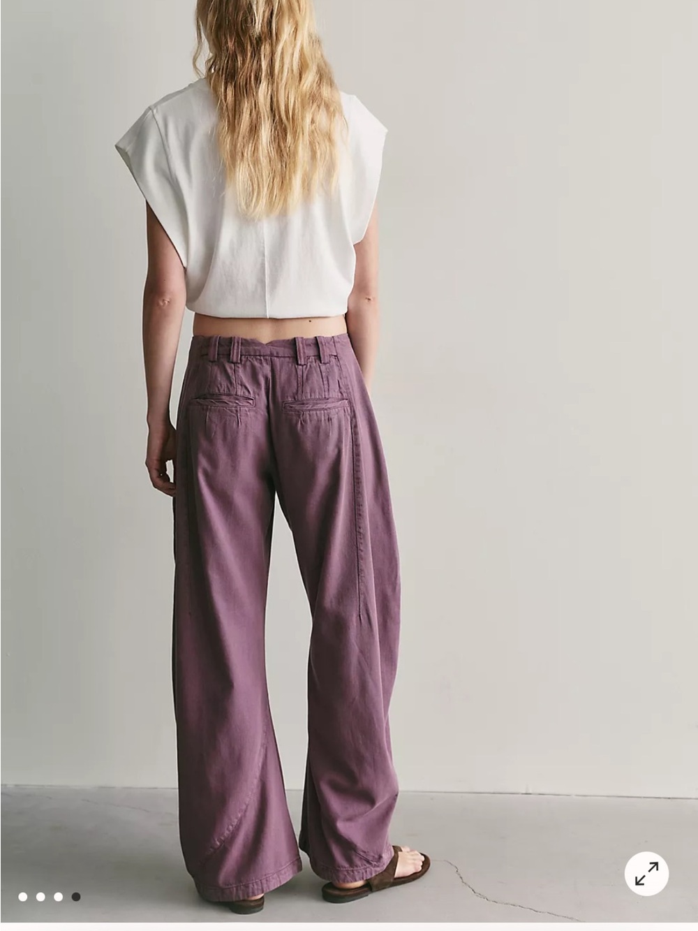 Free People Spotlight Washed Barrel Chino Trousers 6 Italian Plum NWT Wide Pant - Picture 3 of 11
